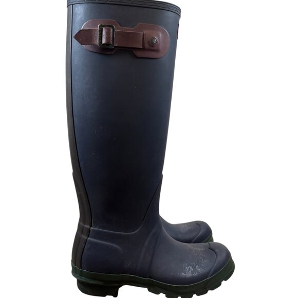 Hunter Original Refined Tall Navy Rain Boots - Picture 5 of 8